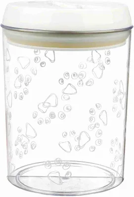 Image de Boîte à repas et à collations 1,5 L, en plastique, 12 cm de diamètre, transparente/blanche