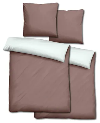 Obrázok produktu pre Dvojbalenie Sleezzz® Renforcé obojstranné posteľné prádlo svetlohnedé/biele 135 x 200 + 80 x 80 cm