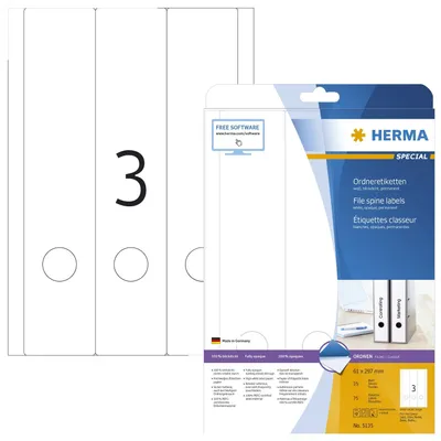 Produktbild von HERMA Ordneretiketten A4 weiß 61x297 mm Papier opak  75 St.