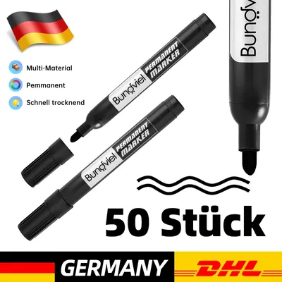 Produktbild von Permanent Marker Stifte Set 50 schwarze, Wasserdicht und Schnell Trocknend, Ideal für Büro, Kunst, Basteln, Beschriften, Verpackung und DIY Projekte