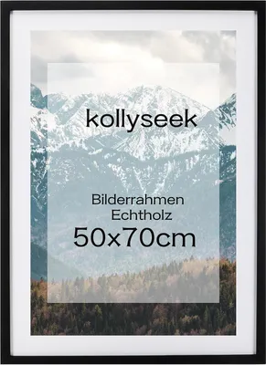 Obrázok produktu pre Kollyseek obrazový rám 50x70cm čierny pravé drevo passe-partout akrylové sklo