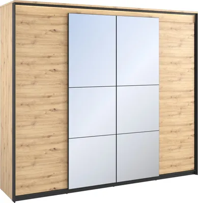 Produktbild von Furniture24 Kleiderschrank 250 cm QUANT QS-05 Schrank 4 Drehtüren 2 Kleiderstangen Led Licht