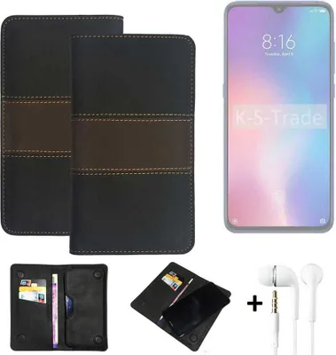Produktbild von K-S-Trade Handyhülle + Kopfhörer kompatibel mit Xiaomi Mi 9 SE Schutzhülle Walletcase Bookstyle Tasche Schutz Case Hülle Wallet Cover Kunstleder