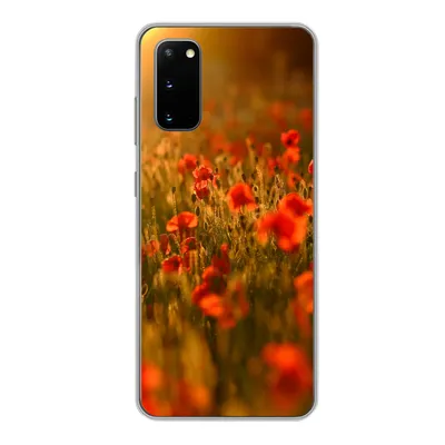 Produktbild von MuchoWow® Handyhülle Schutzhülle Hülle für Samsung Galaxy S20 Orangefarbenes Leuchten über den Mohnblumen auf dem Feld Silikon Softcase Handy Hülle - Bild