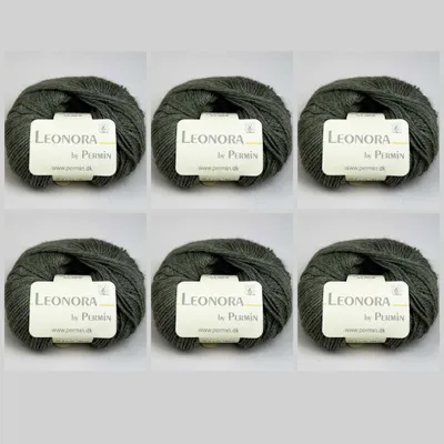 Produktbild von 6x Leonora von Permin –  Garnitur aus Seide, Wolle und Kid-Mohair (35 dunkle Militärtöne)