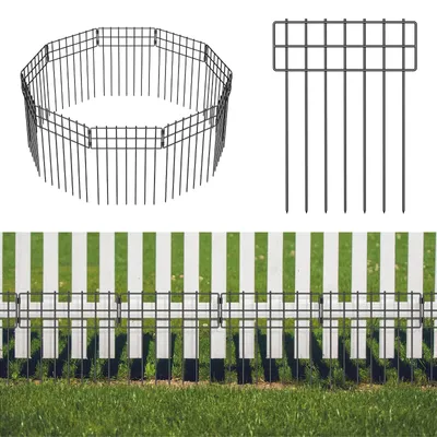 Gartenzaun 10er-Set, Metall, 42 cm hoch, 3,05 m Gesamtlänge