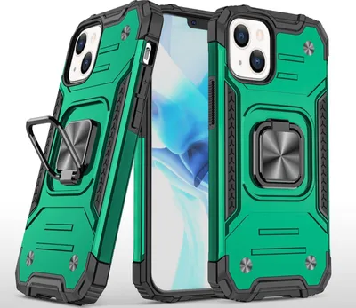 Produktbild von Mobigear Armor Ring iPhone 13 Pro Max Hülle Hardcase Backcover Stoßfest mit Ringhalter - Grün