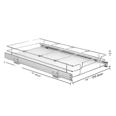 Zdjęcie produktu dla Organizer do szafki, stal chromowana, do przechowywania w szufladzie, 11x21x2,5 cala