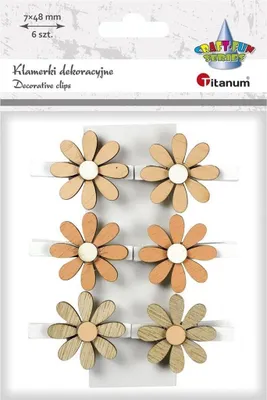 Obrázok produktu pre Drevené dekorácie Clothespins kvety 6ks
