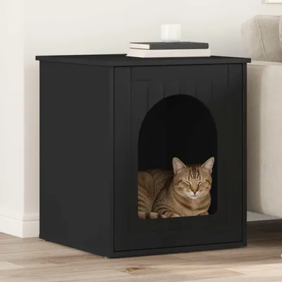 Produktbild von "Schlussverkauf" Katzenhaus moderne - Max. Gewicht: 60 kg - Schwarz 53x52x62 cm Holzwerkstoff  C15725