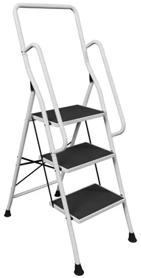3-stufige Klappleiter mit Sicherheitsbügel, Stahl, rutschfest
