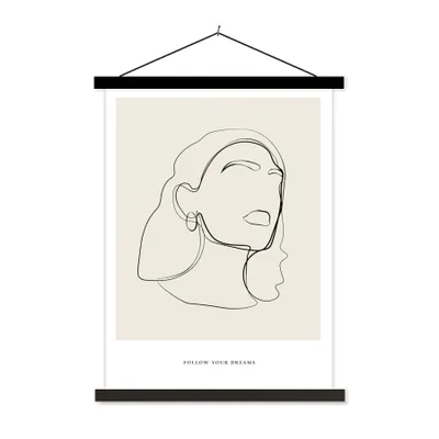 Produktbild von MuchoWow® Textilposter Frauen - Linienkunst - Text - Zitate 120x160 cm mit schwarzem Rahmen - Magnetischer