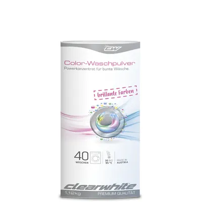 Produktbild von clearwhite Color-Waschpulver, 1.12 kg, 1 Stück(e), Dose, 250 mm, 120 mm, 120 mm, 1,22 kg