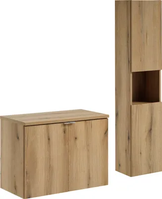 Zdjęcie produktu dla Szafka Łazienkowa Z Blatem I Słupkiem 80 Cm Dąb  Evoke Nowoczesna