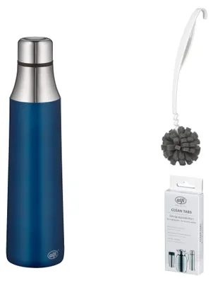 Image de alfi CITY BOTTLE Trinkflasche mystic blue mat – Vorteilsset mit Reinigungsbürste CLEAN FIX 30 cm + CLEAN TABS (20 Stück) | HAN 5527259070 | EAN 4002458517495