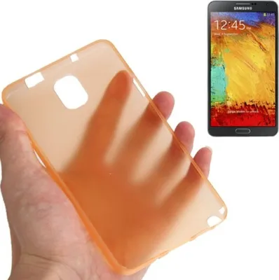 Produktbild von Schutzhülle Case Ultra Dünn 0,3mm für Handy Samsung Galaxy Note 3 N9000 Orange Transparent