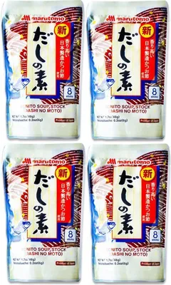 Produktbild von 4er Pack - MARUTOMO Würzpulver für Suppen Dashi no Moto (4x 48g) | Miso Würzmittel | Bonito Dashi Soup Stock | Dashi Powder