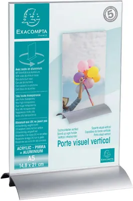 Produktbild von Tischaufsteller Acryl mit Aluminiumsockel A5 transparent Exacompta 5 Stück