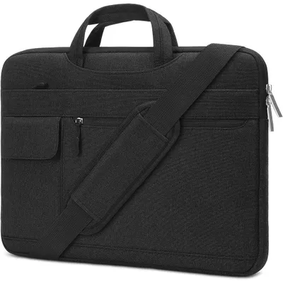 Image de Housse à Bandoulière Ordinateur Portable 16 Pouces, Protection avec Poches Rangement - Gris Foncé