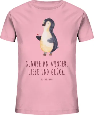 Produktbild von Mr. & Mrs. Panda Kleinkinder T-Shirt Pinguin Marienkäfer 7-8 Jahre (122/128) - Baumwolle Pink - Geschenk, Kinder, Baumwolle, Lebensfreude, Pinguine, Kleine Wunder, Teenager