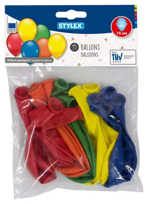 Image de Ballons STYLEX - 75 cm - colorés - 15 pièces
