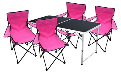 5-teiliges Campingmöbel Set Schwarz - Pink