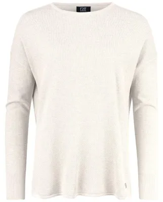 Imagen del producto de Cutter & Buck - Camiseta de punto con cuello redondo "Carnation" para mujer, modelo ET298 (Talla M), color blanco natural