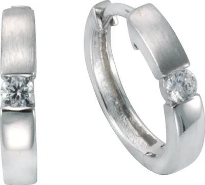 Produktbild von F Creole 333/- Gold 1,3cm weiß Zirkonia weiß 371310462
