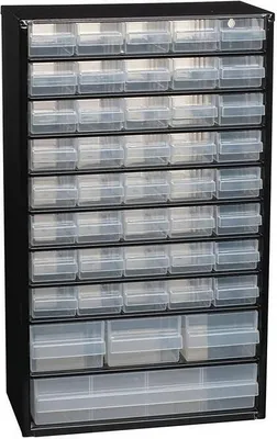Produktbild von raaco Kleinteilemagazin Breite 306 x Tiefe 150 x Höhe 510mm 44 Schubladen mit Aufhängeloch Stahlgehäuse / PP - 132114  CABINET C 44