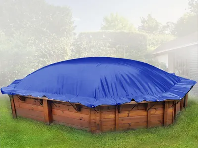 Obrázek produktu pro AirDeluxe® Nafukovací osmiúhelníková plachta na bazén (365 cm x 365 cm, modrá RAL5002) plachta na bazén z plachtoviny pro nákladní automobily 680 g/m² (1360 g/m²) - stabilní zimní plachta