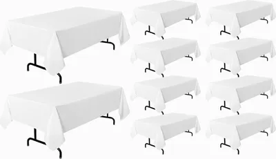 Produktbild von 10er-Pack weiße rechteckige Tischdecken, 153×260 cm aus Polyester