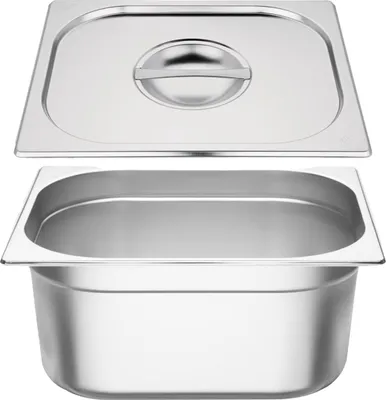 Produktbild von Vogue GN-Behälter GN1/2 + Deckel - 15cm - 9L - 1 Set - Edelstahl