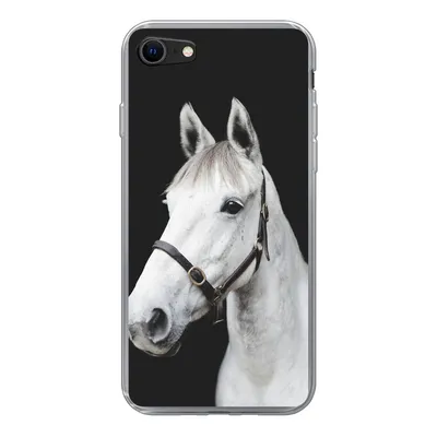 Produktbild von MuchoWow® Handyhülle Schutzhülle Hülle für iPhone SE 2020 Pferd - Halfter - Weiß Silikon Softcase Handy Hülle - Kartenbesitzer