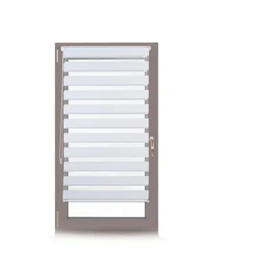 Produktbild von Relaxdays Doppelrollo Klemmfix ohne bohren, Seitenzugrollo mit Streifen, Duo-Rollo für Fenster, Stoff 56x156 cm, weiß