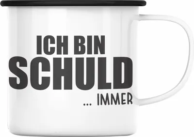 Produktbild von Trendation -  Ich Bin Schuld IMMER Lustige BüroEmaille Tasse mit Spruch für Kollege Kollegin Büro Emaille Tasse Arbeit (Schwarz)