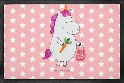 Produktbild von Mr. & Mrs. Panda fußmatte Einhorn Vegan 50 x 75 cm - Rot Pastell - Geschenk, Veganismus, Rohkost, Unicorn, teppichmatte, Veganer, Gesund Leben, Schmutzmatte, Türmatte