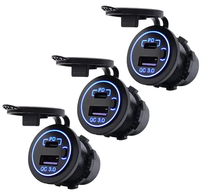 Produktbild von ProRide 12V USB-A & USB-C Einbau-Steckdose QC3.0, Schalter, 3 Stk.