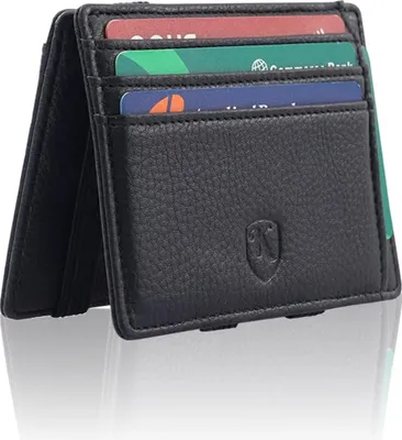 Produktbild von Kurt® Slim Magic Wallet mit Münzfach & RFID-Schutz | Kartenetui Herren & Damen | Kreditkartenetui klein | Mini Geldbörse | Kartenhalter Portmonee Portemonnaie klein | Geldbeutel -Schwarz