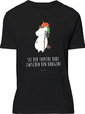 Produktbild von Mr. & Mrs. Panda Tshirt Einhorn Junge - Schwarz - Geschenk, Einhörner, oberteil, S T-Shirt, Unicorn, Bube, Mittelalter, Lustiges, Shirt