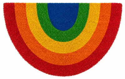 Produktbild von Fußmatte Schmutzfangmatte Pride Regenbogen Halbrund aus Kokosfasern 60 x 40 cm, KI-generiertes Bild