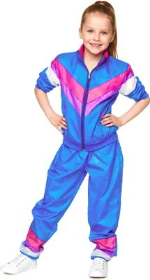 Produktbild von 80er-Kostüm für Kinder Jogginganzug blau-pink - 104 (3-4 Jahre)