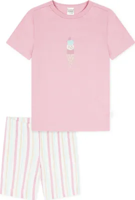 Image de SCHIESSER Ensemble pyjama fille - Kids, court, coton, motif rose/blanc 116