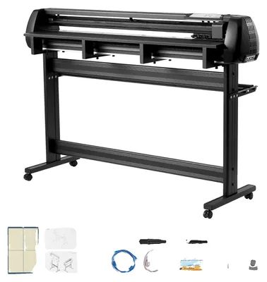 Produktbild von VEVOR Vinylschneider Maschine, 870 mm maximale Futterbreite, doppelte Klingen, einstellbare Kraft und Geschwindigkeit, LED-Display, Vinyl Plotter Cutter Drucker Bundle mit Aufkleberblättern, Transferfolie, Signmaster Software, 1350 mm, Einzelartikel-b