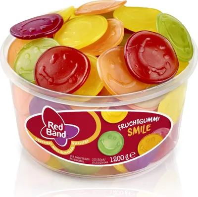 Produktbild von Red Band Smile ovocné žvýkačky Smileys faces 5 assorted 1200g