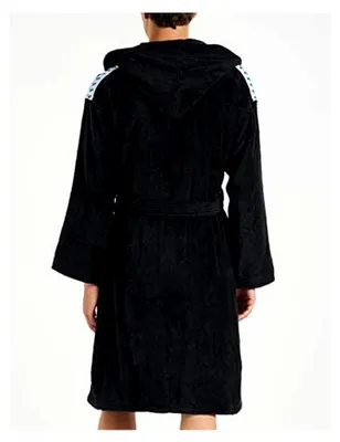 Produktbild von Weicher Frottee-Bademantel für Damen und Herren, Uni mit Kapuze und Taschen
