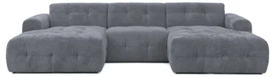 Produktbild von Wohnlandschaft U-Form 6-Sitzer, raffinierte Steppungen, Chenille-Bezug in Grau / 21052