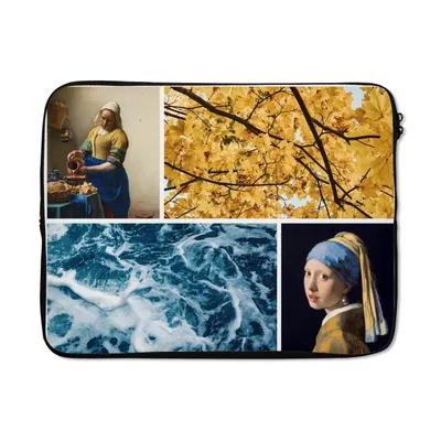 Produktbild von MuchoWow® Laptop Hülle 17 Zoll Laptoptasche Milchmädchen - Mädchen mit Perlenohrring - Collage - Zipper - Schutzabdeckung