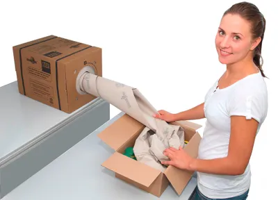 Produktbild von SpeedMan Box, Spenderbox mit Polsterpapier, umweltfreundlich, 39 cm x 450 m (1 Stück)