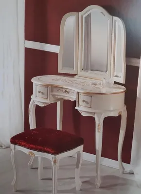 Produktbild von Casa Padrino Luxus Barock Schlafzimmer Set Bordeauxrot / Weiß / Gold - 1 Barock Schminkkommode & 1 Barock Spiegel & 1 Barock Hocker - Barock Schlafzimmer Möbel - Luxus Qualität -  Italy