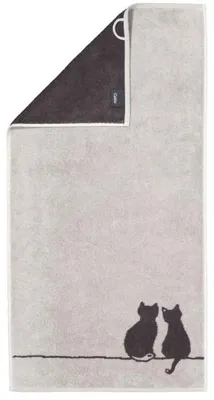 Produktbild von Cawö Handtuch Cute Cats Katze You & Me Platin Basalt (50x100cm)